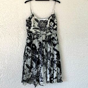 AMERICAN LIVING WHITE AND BLACK THIN STRAPS DRESS WITH LINER